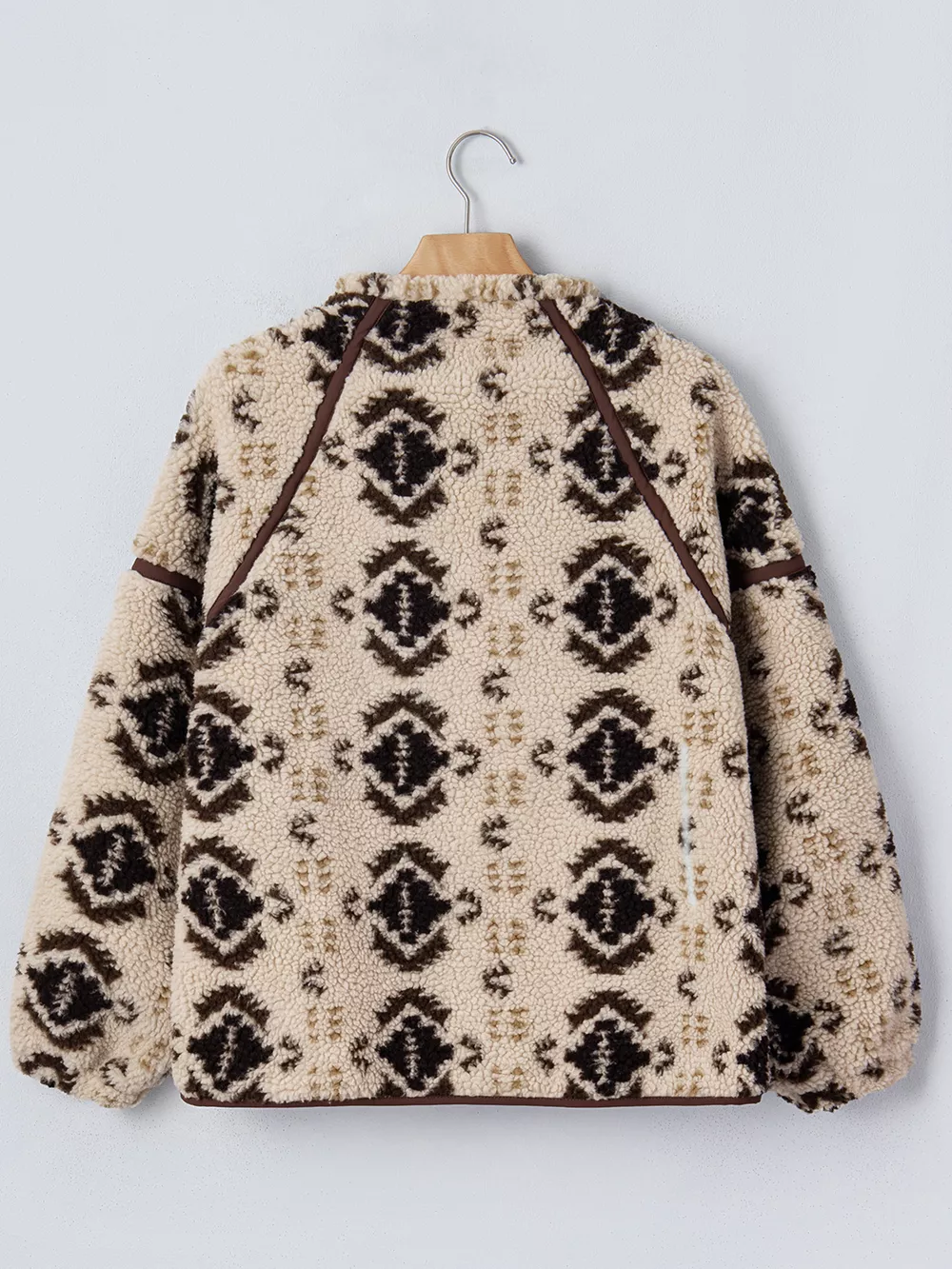 Aztec Print Quarter-Zip Sherpa Sweatshirt, image 9