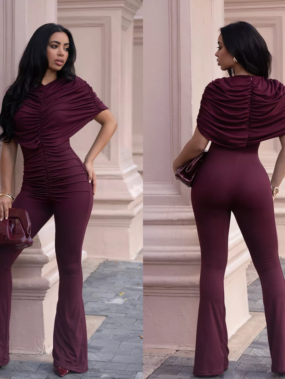 Ruched Flare Leg Jumpsuit, image 7