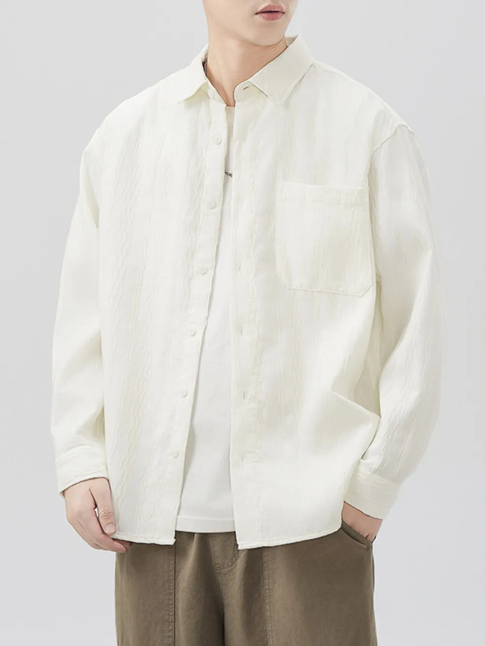 Men's Plus Size Button Up Long Sleeve Shirt, image 3