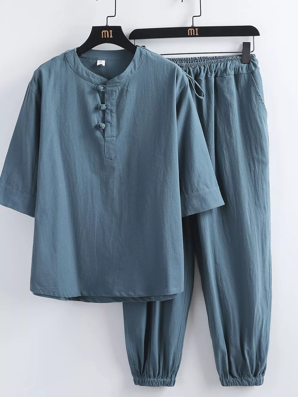Men's Plus Size 3/4 Sleeve Top and Pants Set, image 4