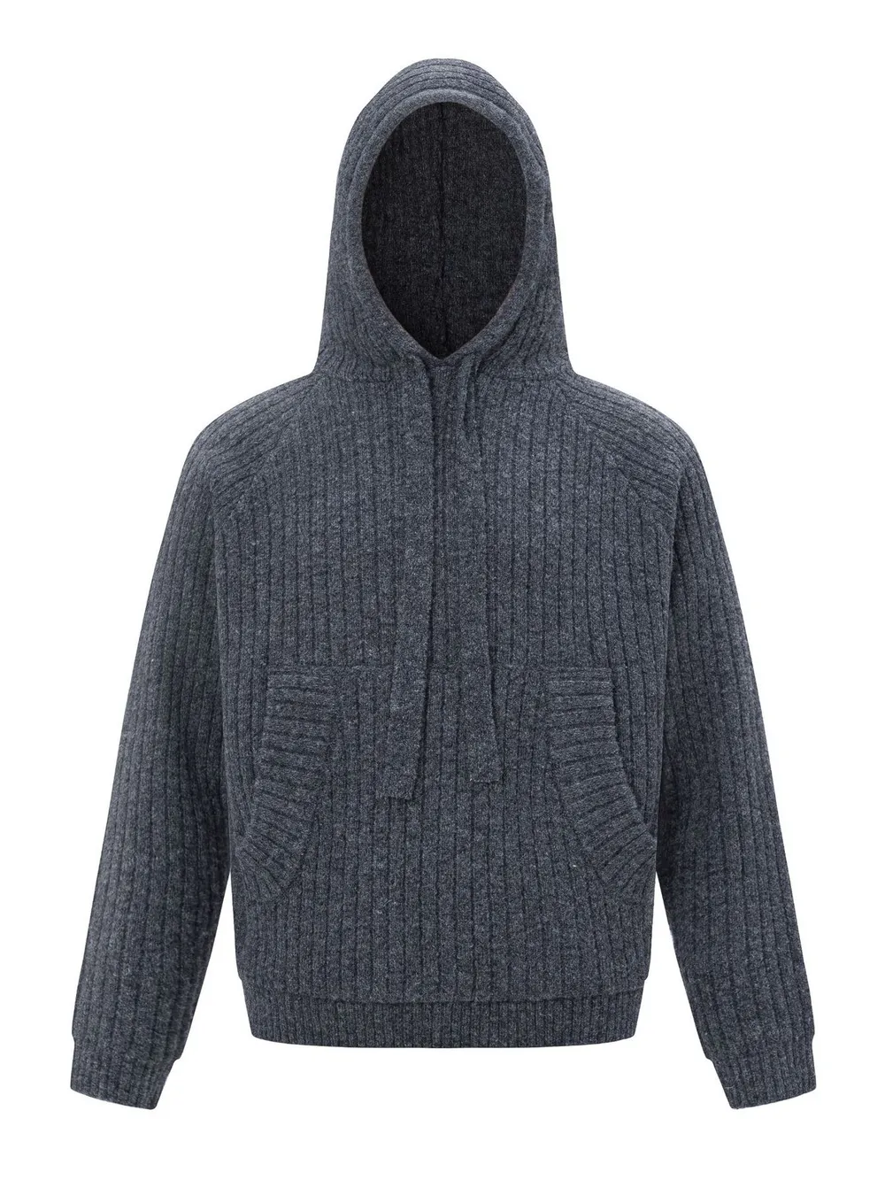 Men's Drawstring Ribbed Hooded Sweater
