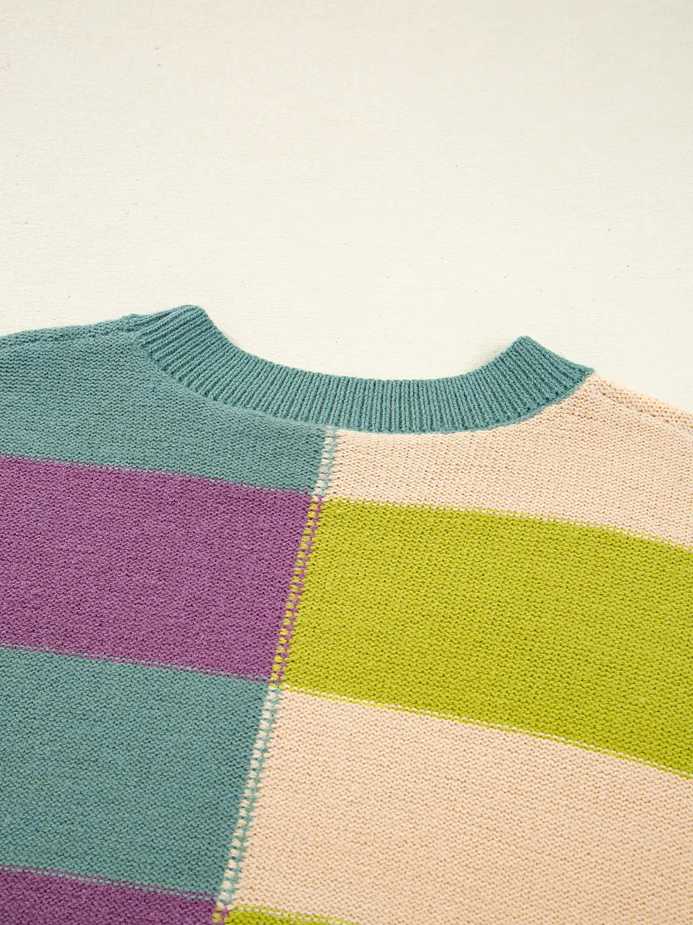 Stripe Drop Shoulder Ribbed Edge Sweater, image 7