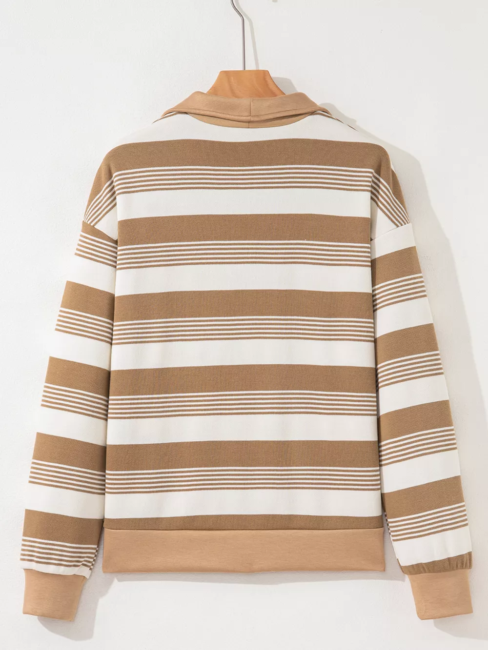 Stripe Zip Collar Patchwork Vintage Sweatshirt, image 3