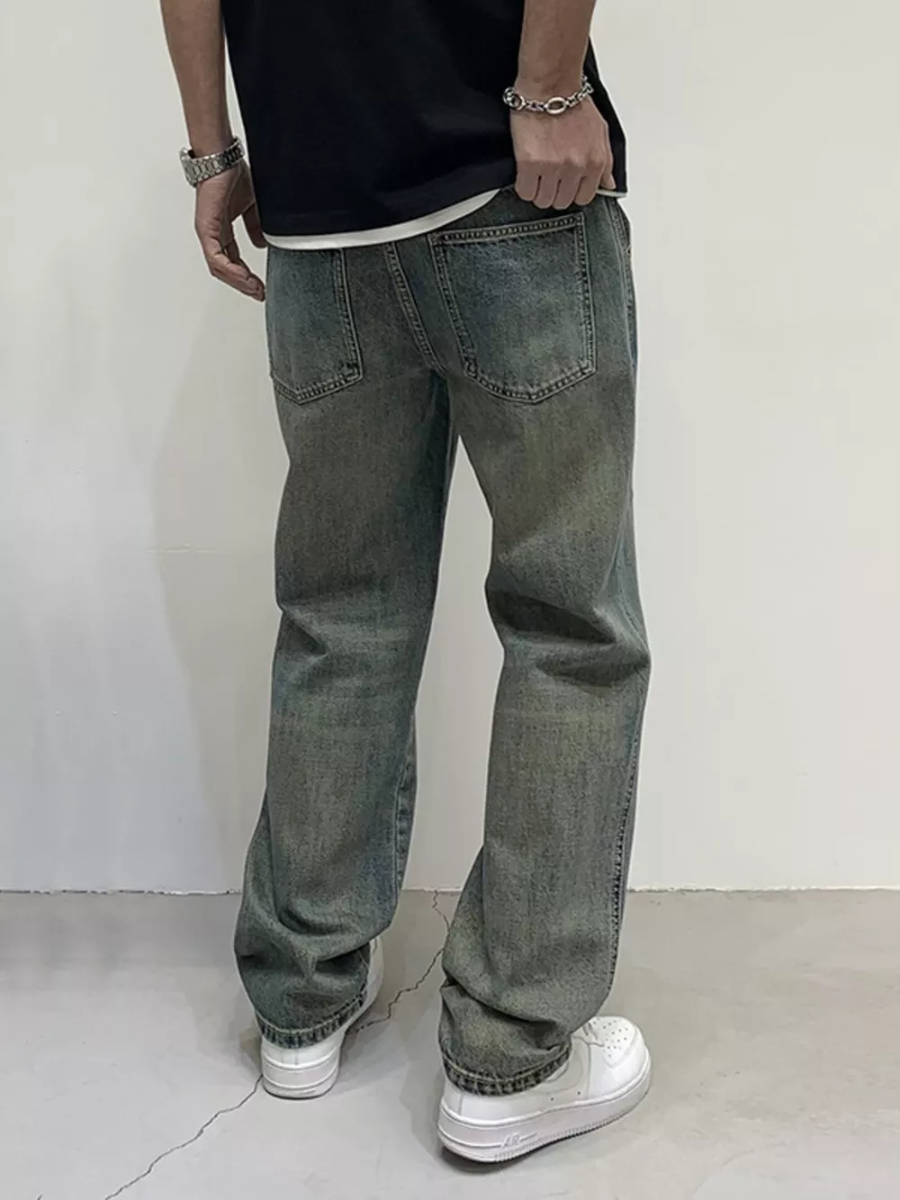 Men's Vintage Wash Loose Fit Jeans, image 5