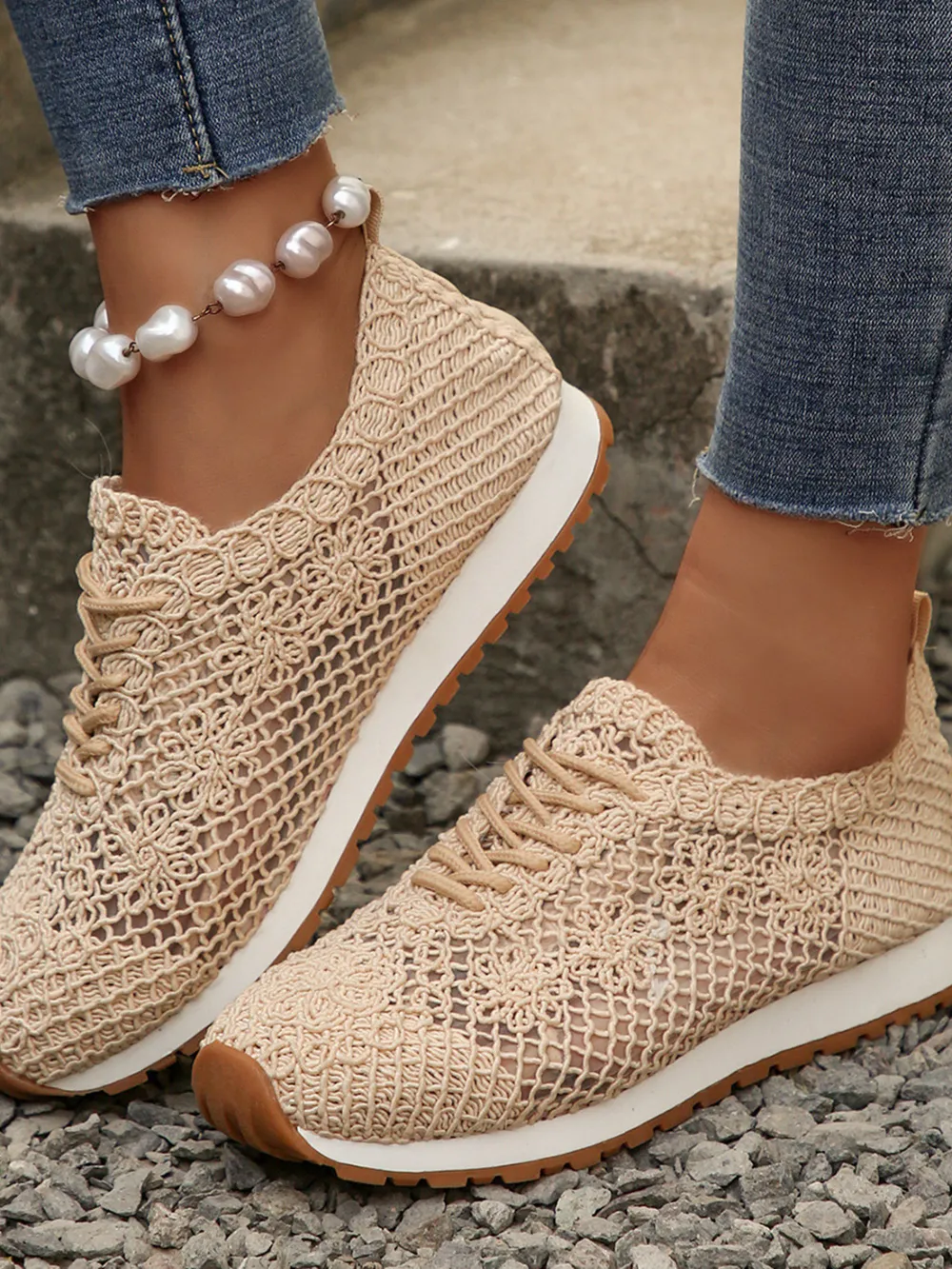 Breathable Mesh Lace-Up Sneakers, image 7