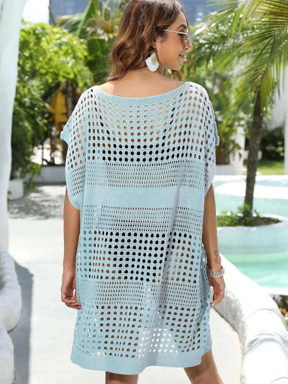 Crochet Knit Beach Cover Up Dress, image 8