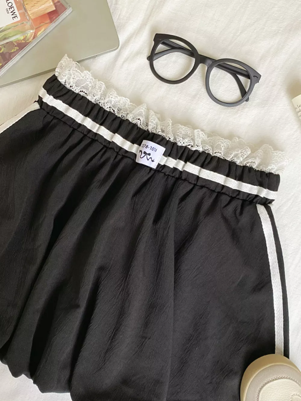 Lace Trim Elastic Waist Mini Skirt, image 7