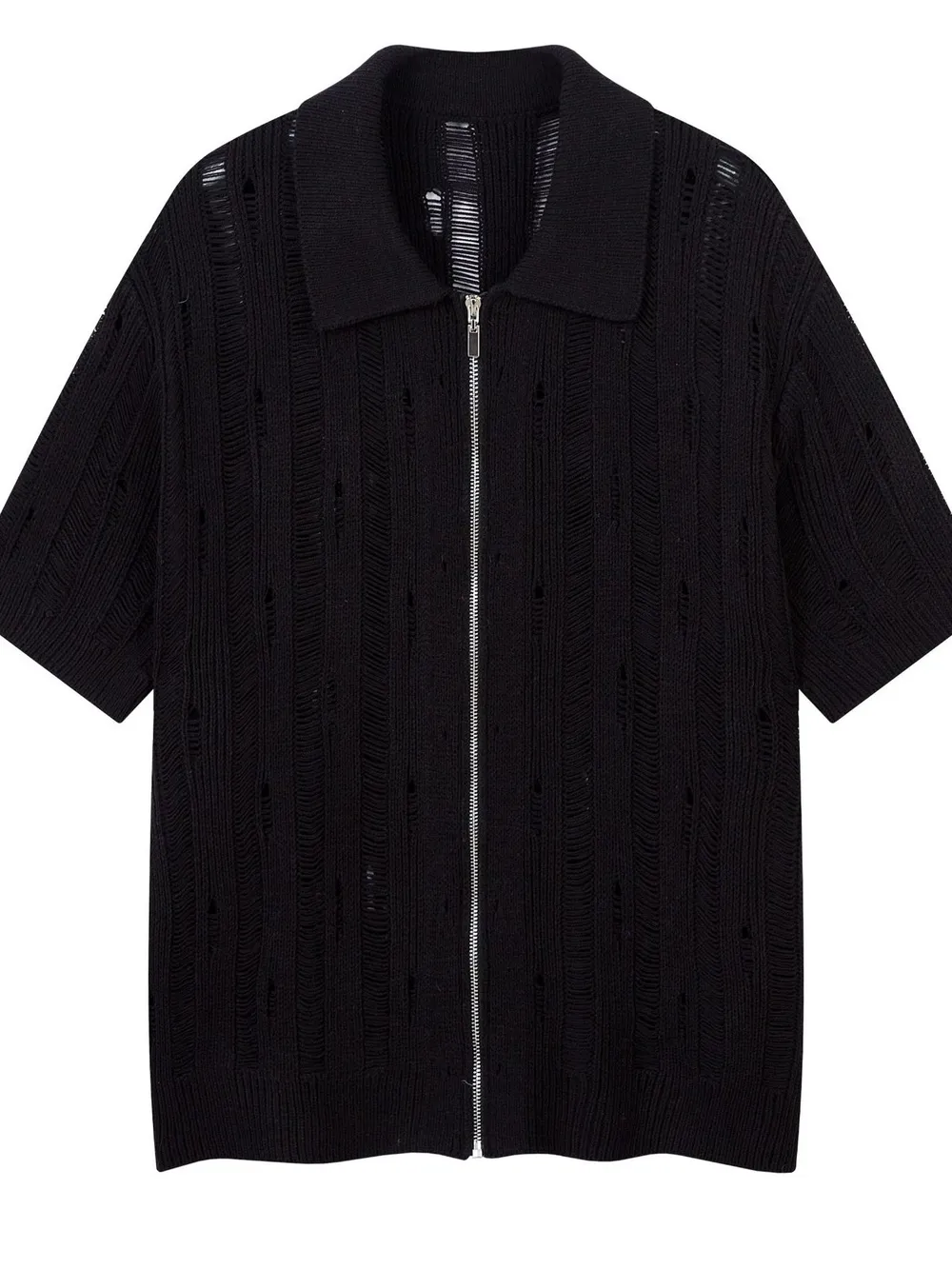 Men's Zip Up Openwork Cardigan