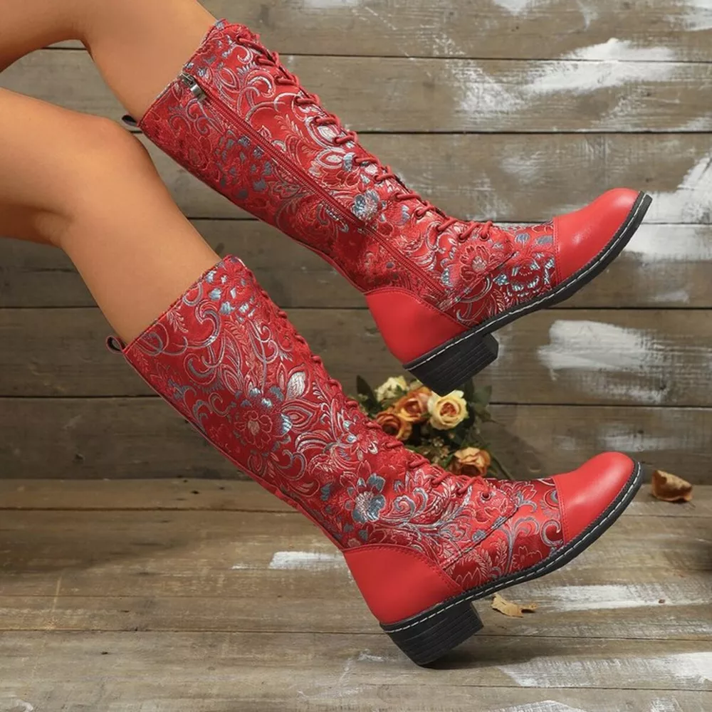 Lace Up Block Heels Boots, image 4