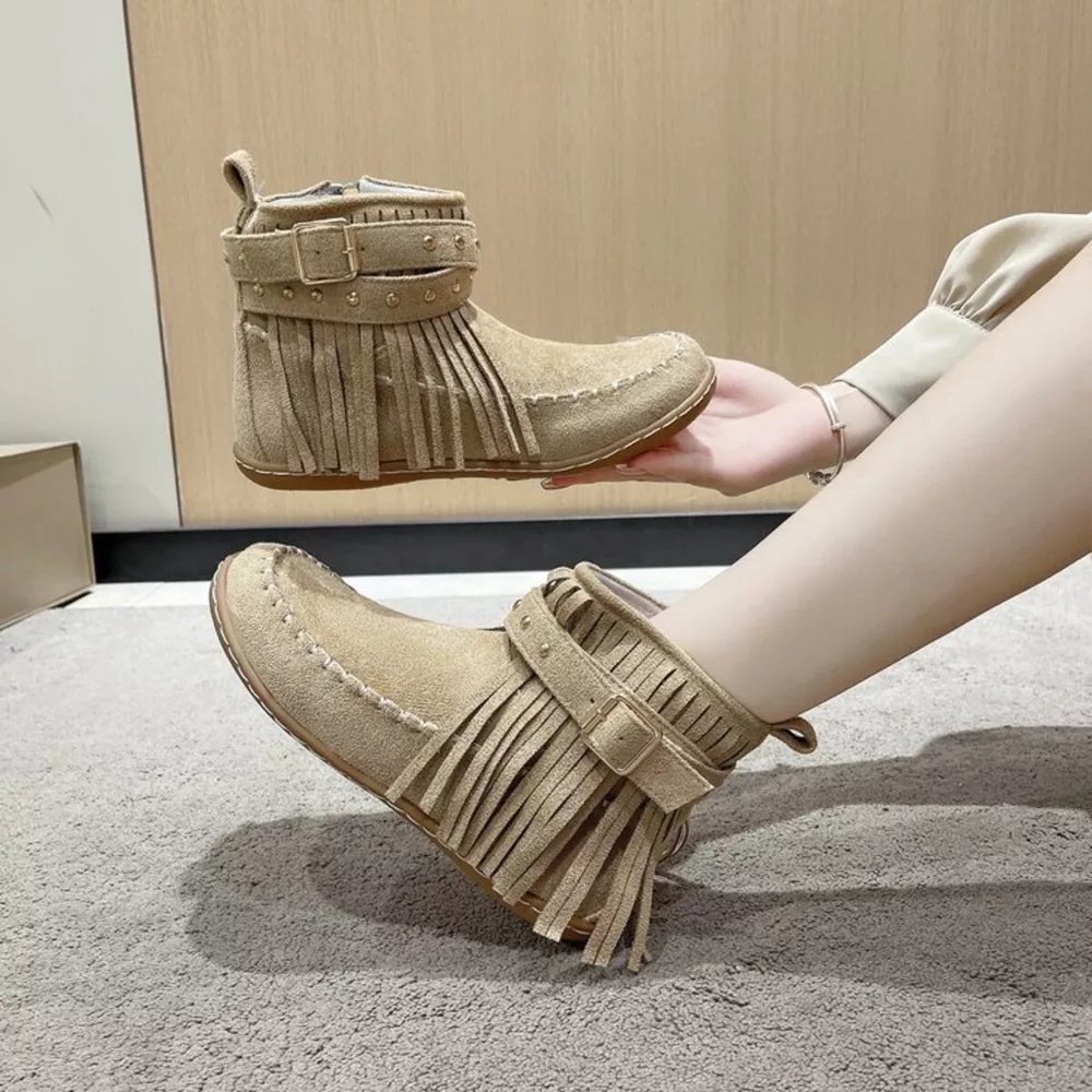 Fringe Round Toe Boots, image 8