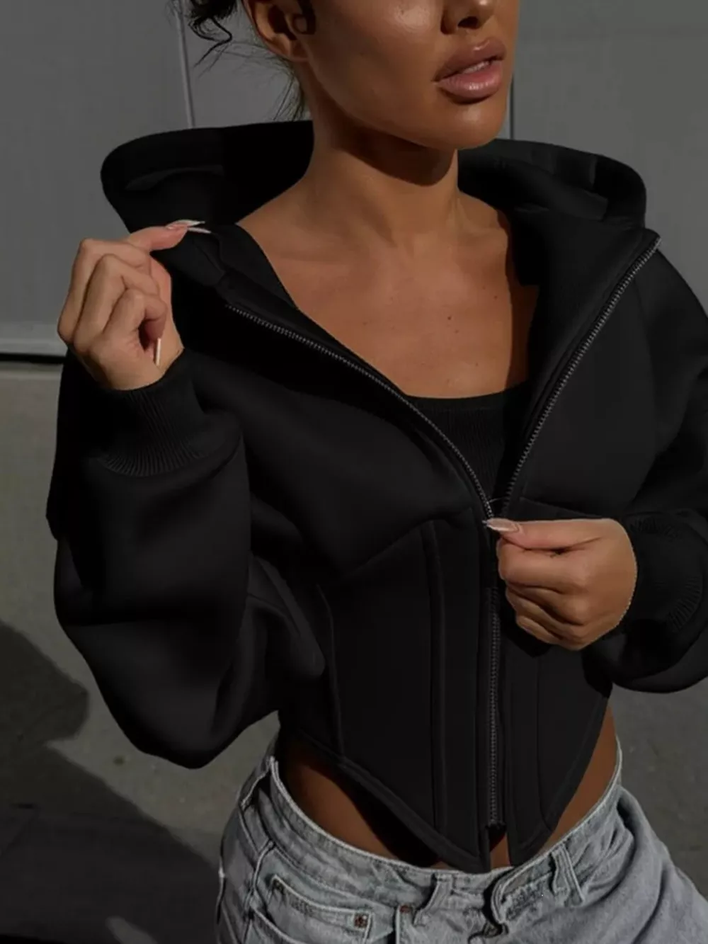 Zip-Up Cropped Hoodie, image 8