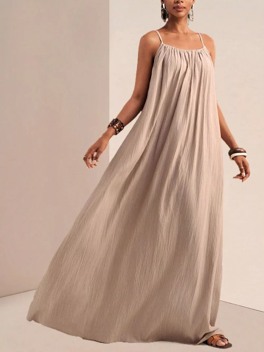 Spaghetti Strap Flowy Maxi Dress, image 6