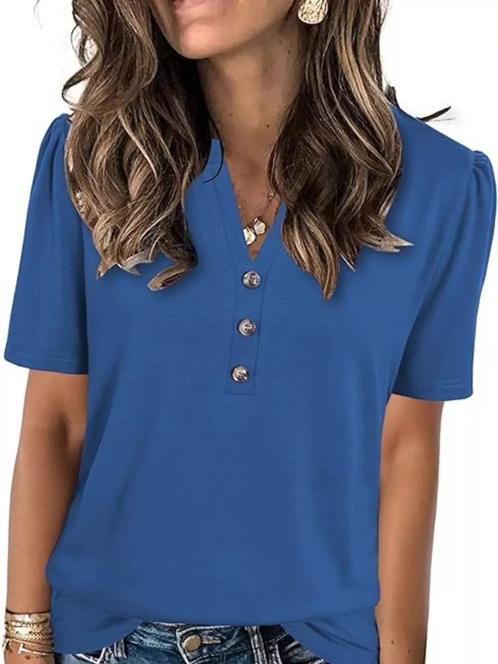 Full Size Notched Short Sleeve Blouse Plus Size, image 12