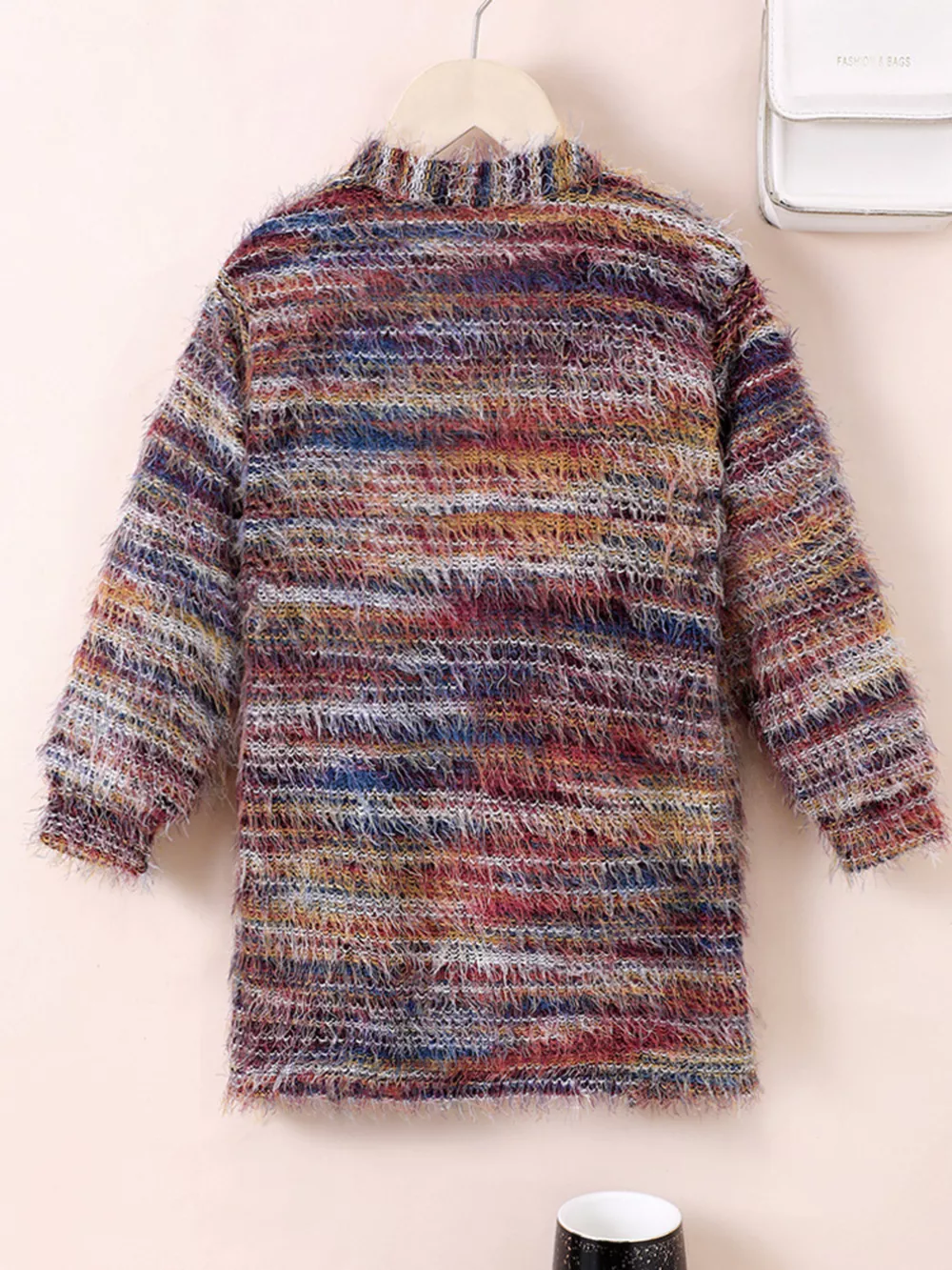 Children's Colorful Knitted Fuzzy Cardigan, image 2