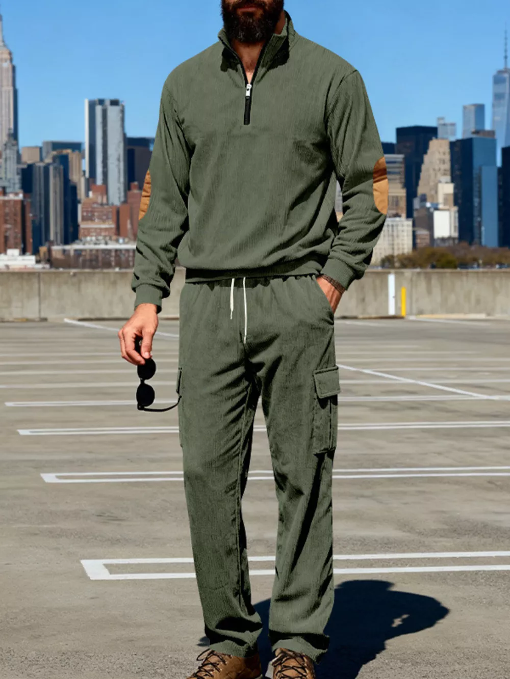Men's Full Size Casual Long Sleeve Top & Pants Set Plus Size, image 2