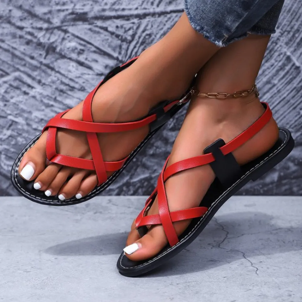 Strappy Cross-Strap Flat Sandals, image 9