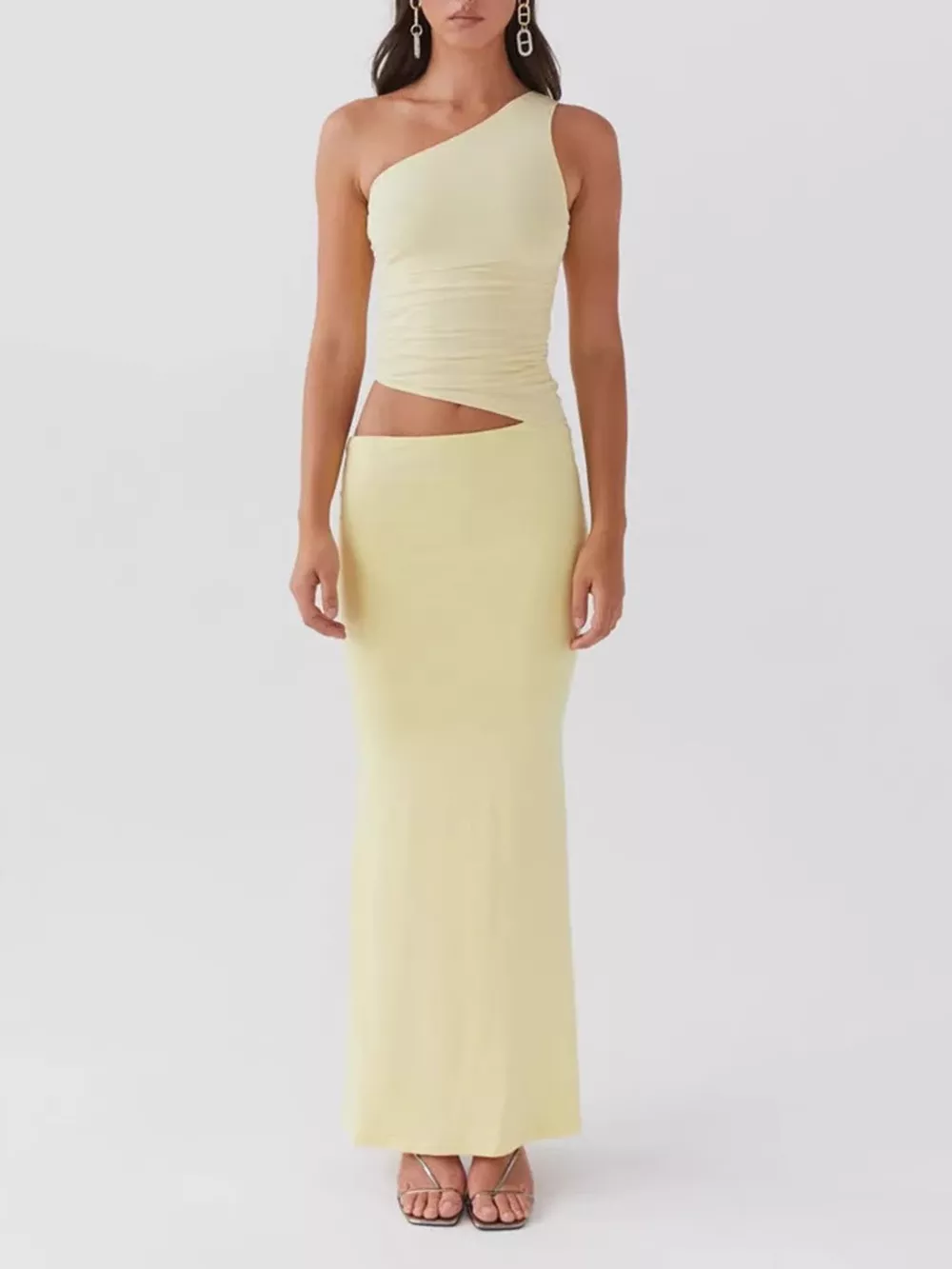 Full Size One-Shoulder Top and Maxi Skirt Set Plus Size, image 2
