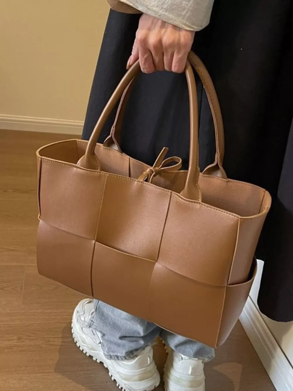 Woven Leather Tote Bag, image 2