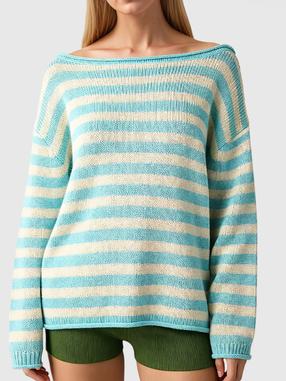 Casual Striped Boat Neck Sweater, image 3