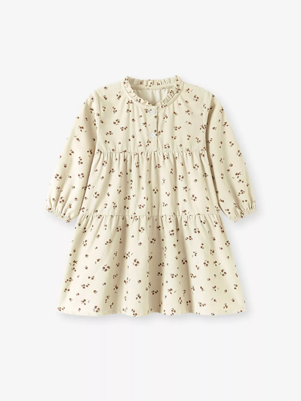 Children's Floral Print Tiered Long Sleeve Dress, image 2