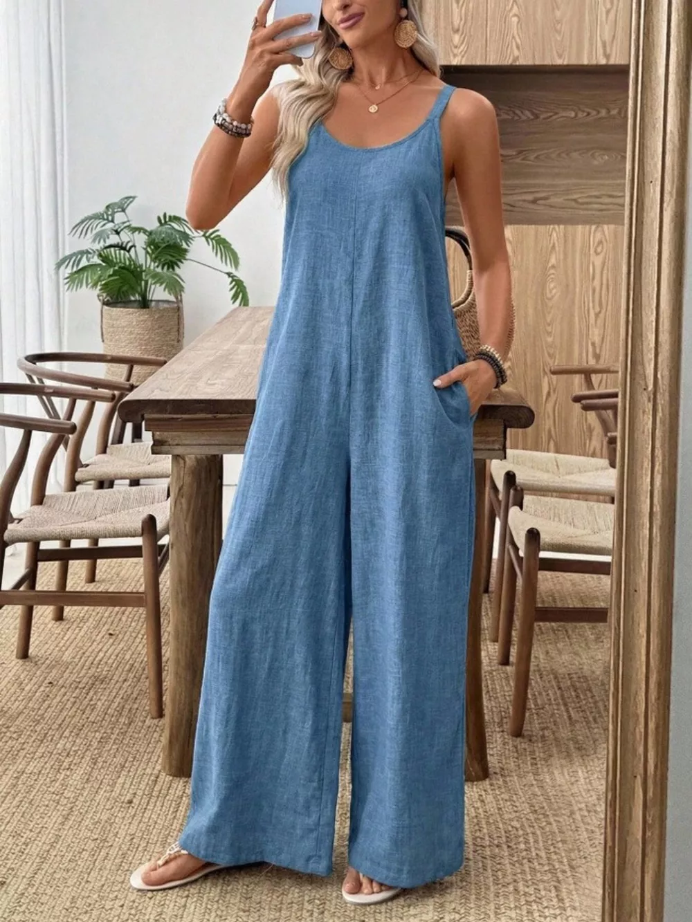 Spaghetti Strap Wide Leg Jumpsuit, image 4