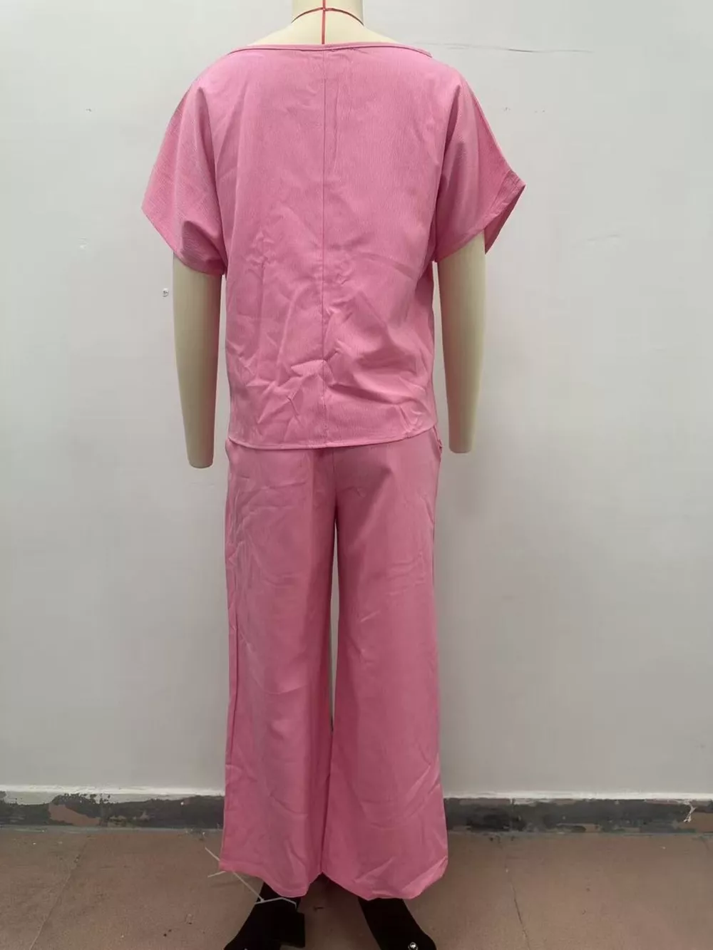 Full Size Solid Color Top and Wide-Leg Pants Set Plus Size, image 4