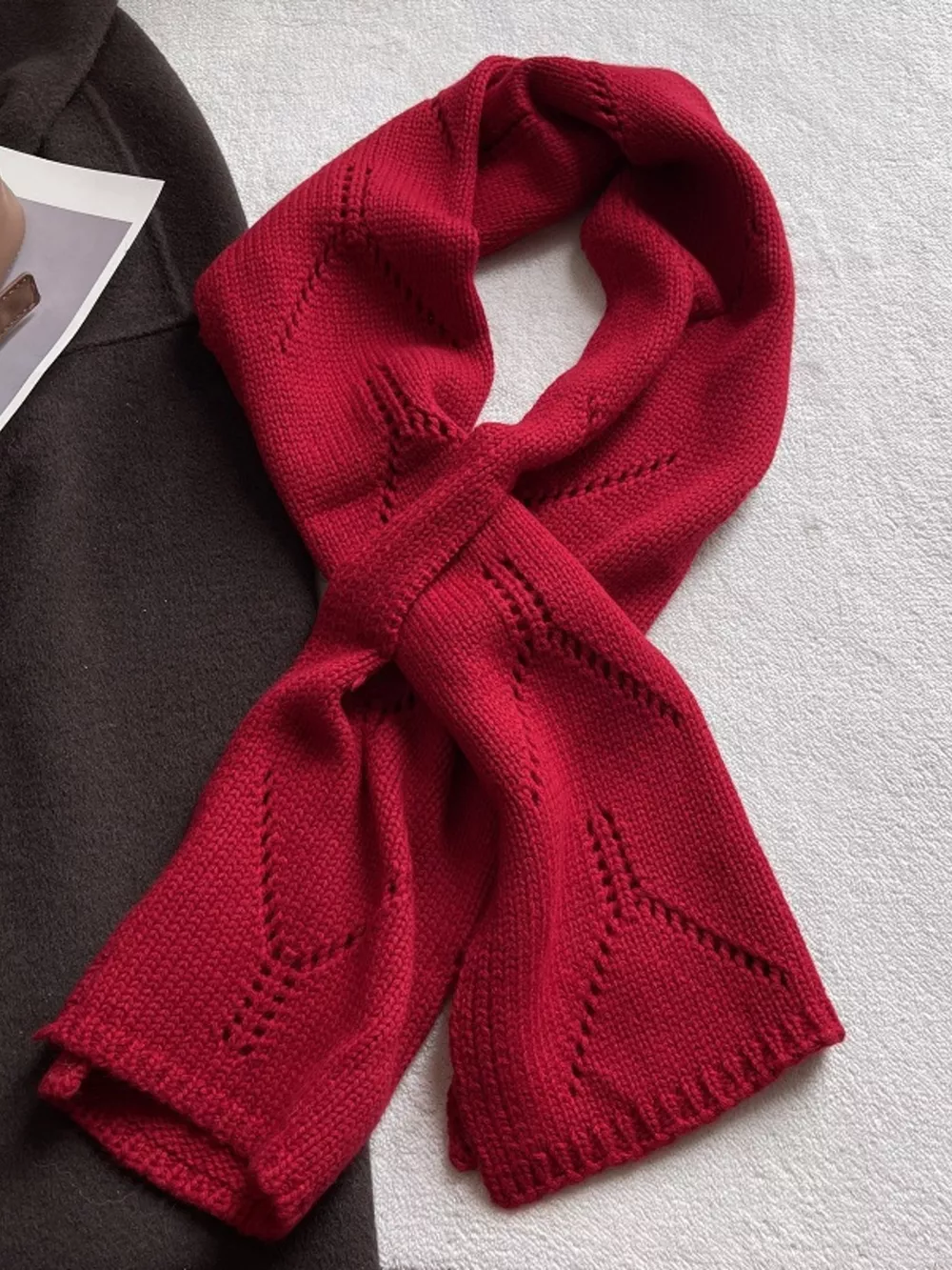 100% Wool Openwork Scarf, image 4