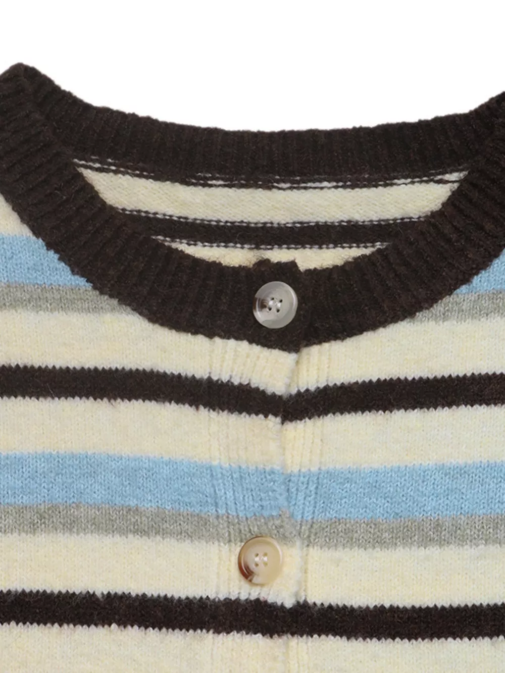 Striped Crew Neck Button-Down Cardigan, image 7