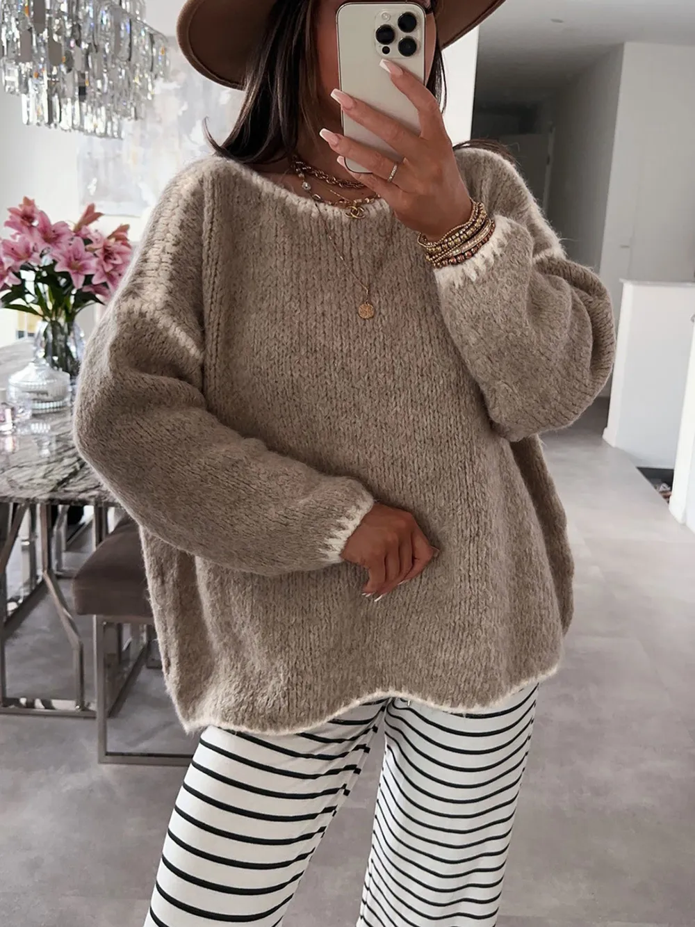 Contrast Trim Oversized Sweater, image 12