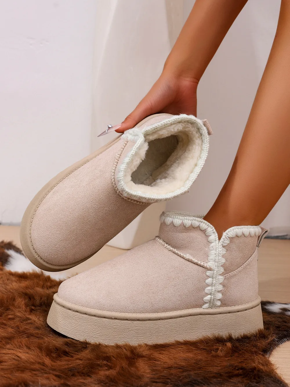 Cozy Winter Ankle Boots with Fluffy Fur Lining, image 3