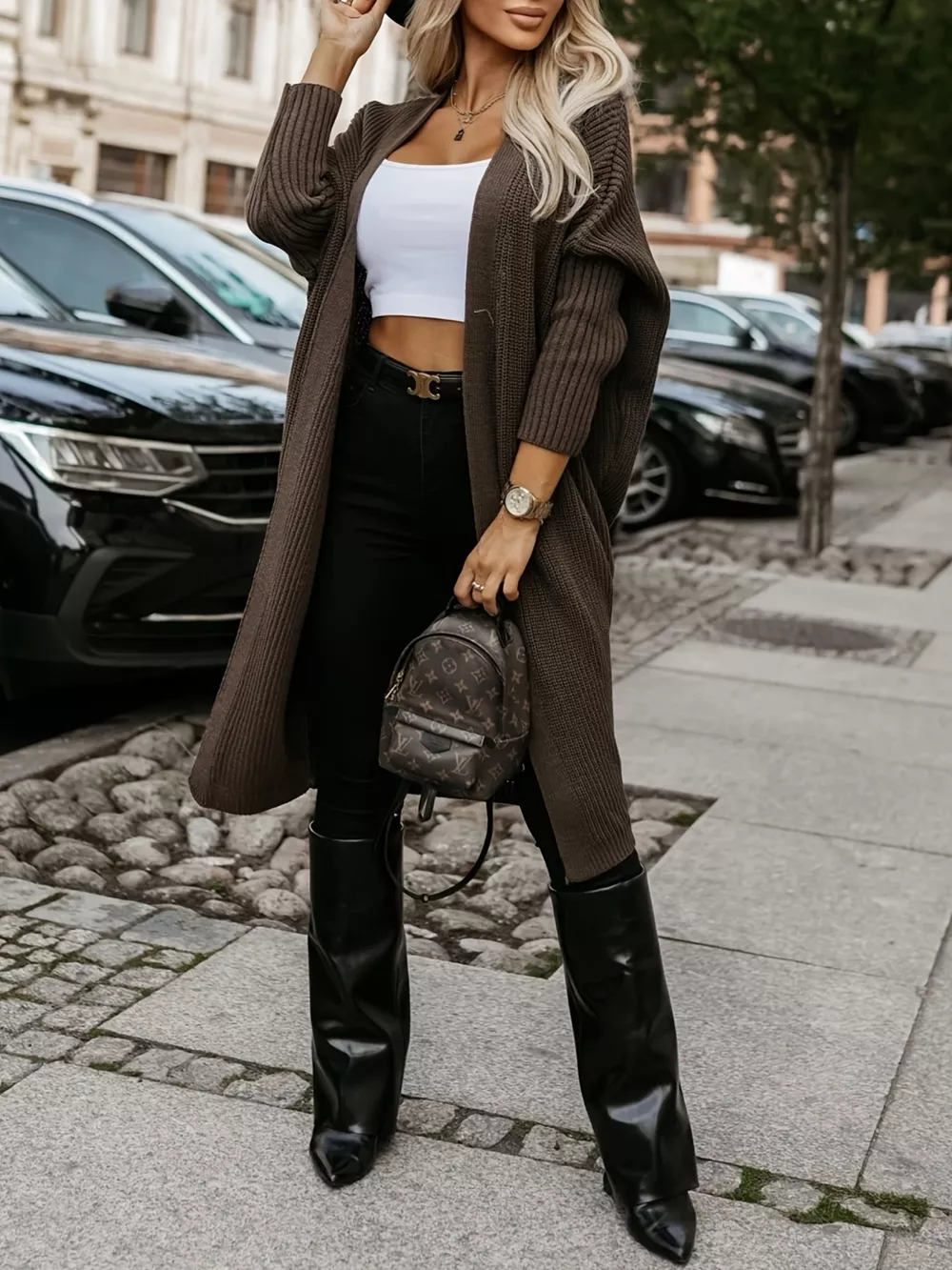 Open Front Longline Knit Cardigan, image 3