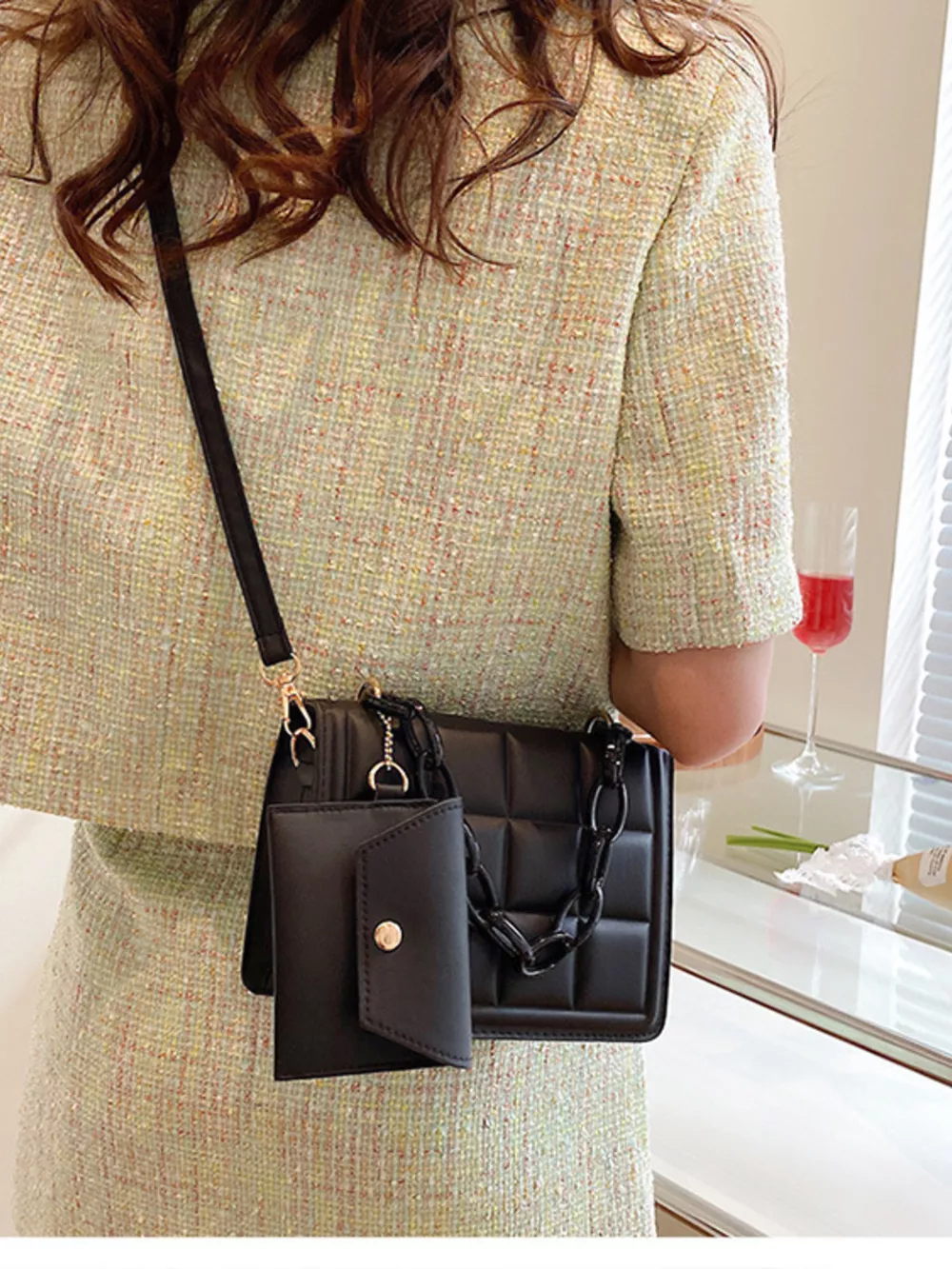 Quilted Chain Strap Crossbody Bag, image 10