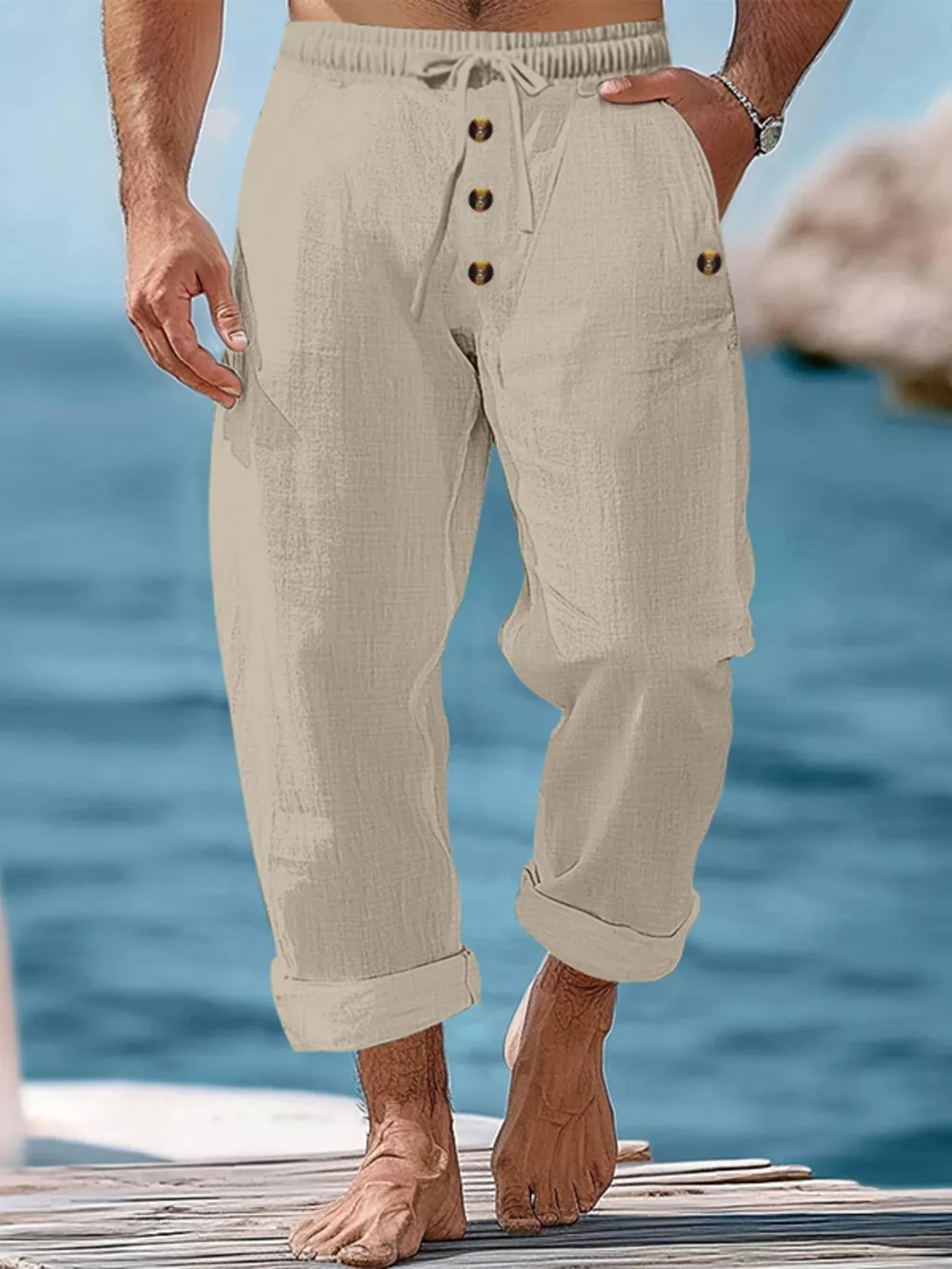 Men's Full Size Button-Fly Drawstring Pants Plus Size, image 12