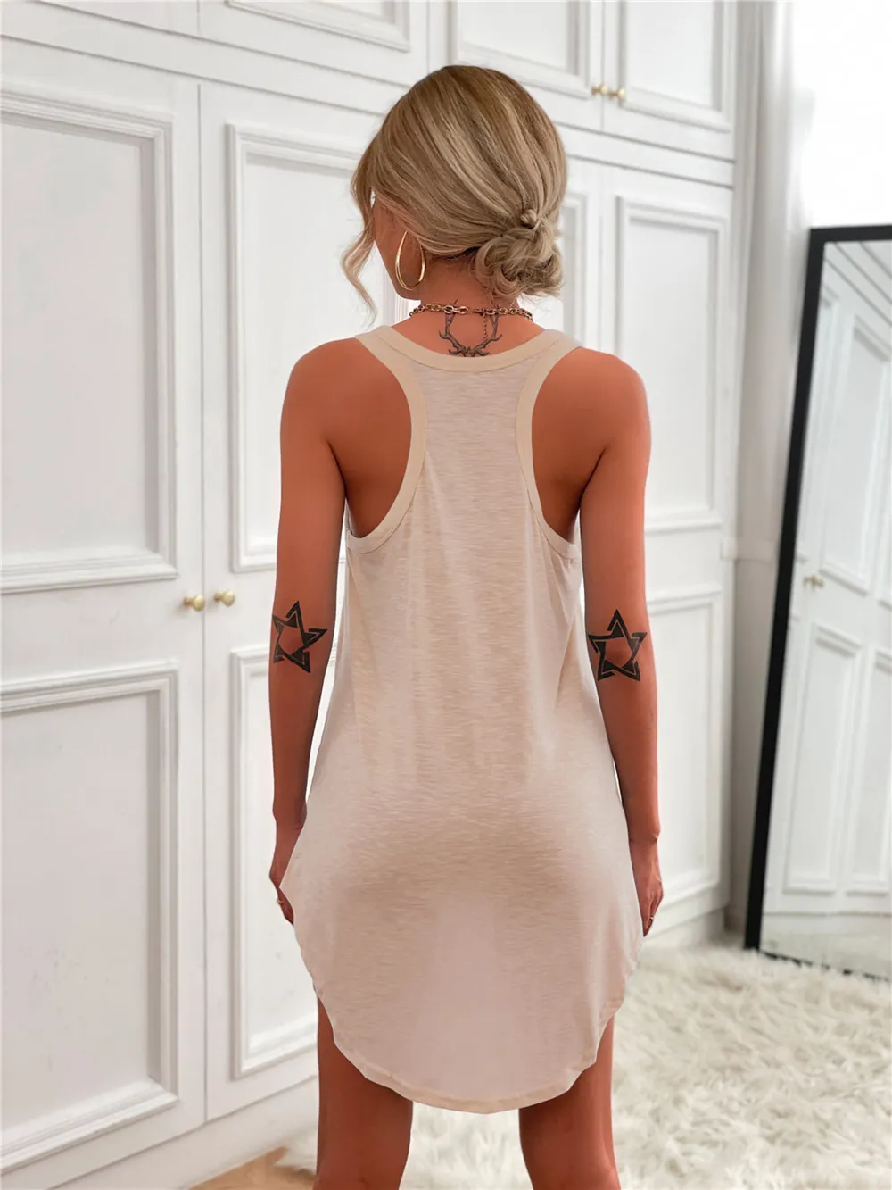 Casual Tank Mini Dress with Curved Hem, image 45