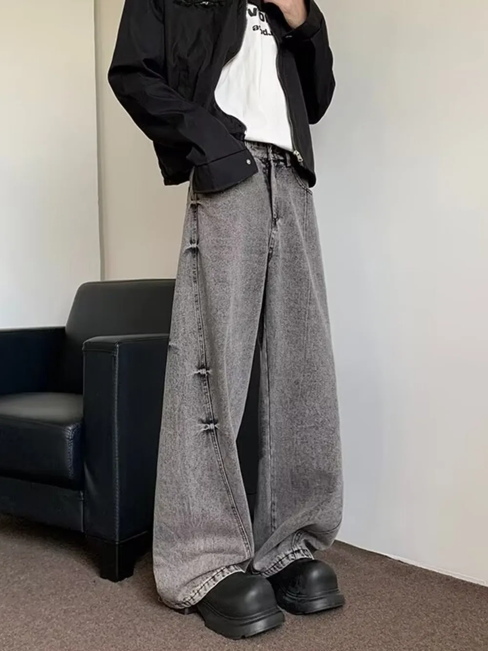 Men's Full Size Wash Wide Leg Jeans Plus Size, image 2