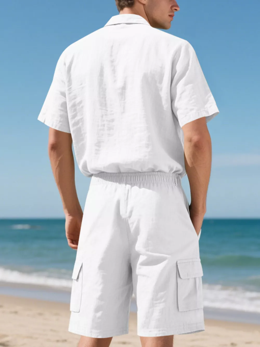 Men's Full Size Button Up Shirt and Shorts Set Plus Size, image 24
