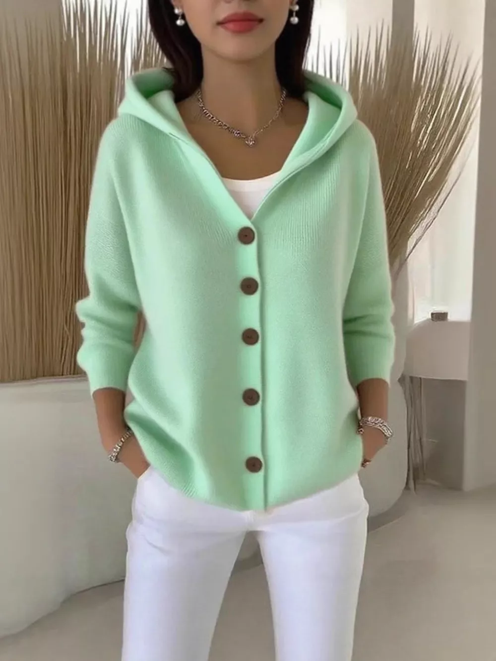 Full Size Hooded Button-Down Knit Cardigan Plus Size, image 22