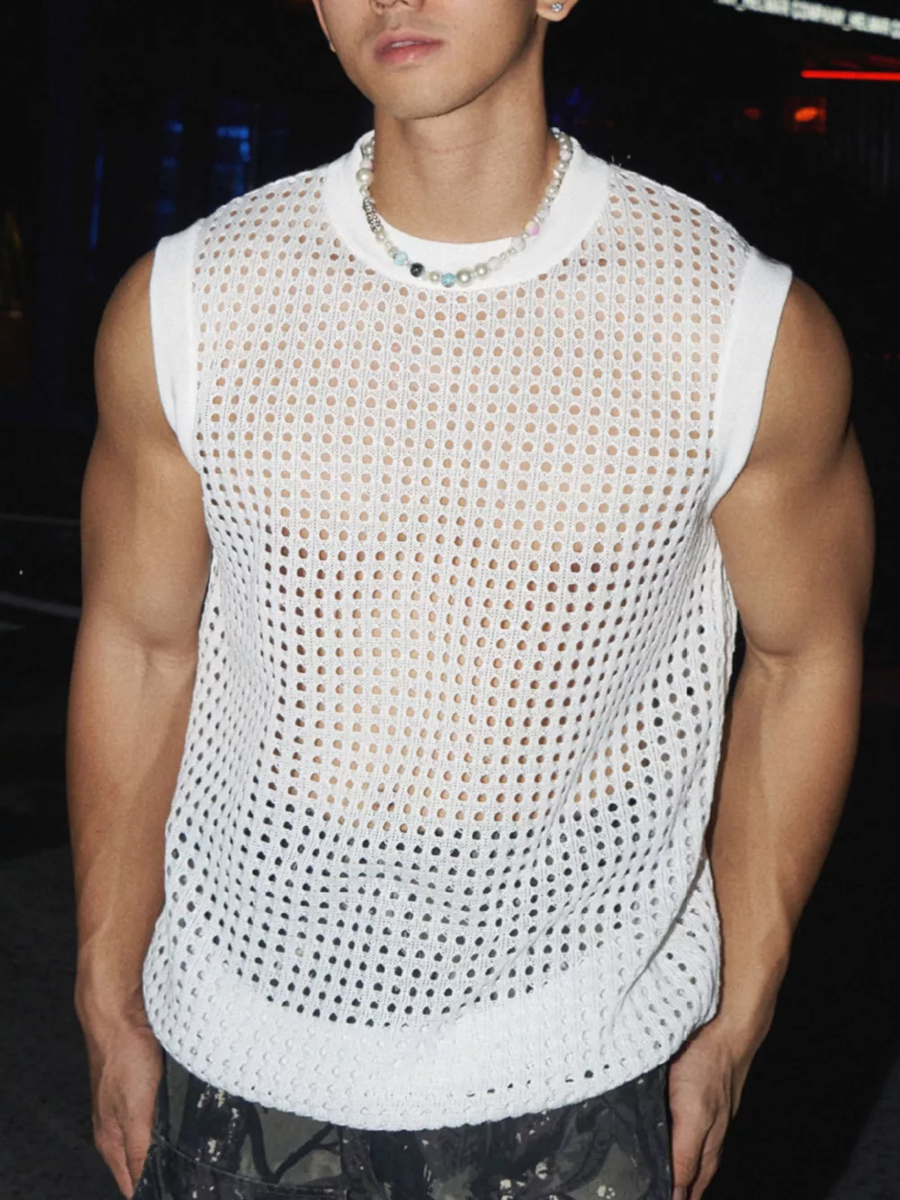 Men's Full Size Breathable Hollow-Out Tank Top Plus Size, image 2