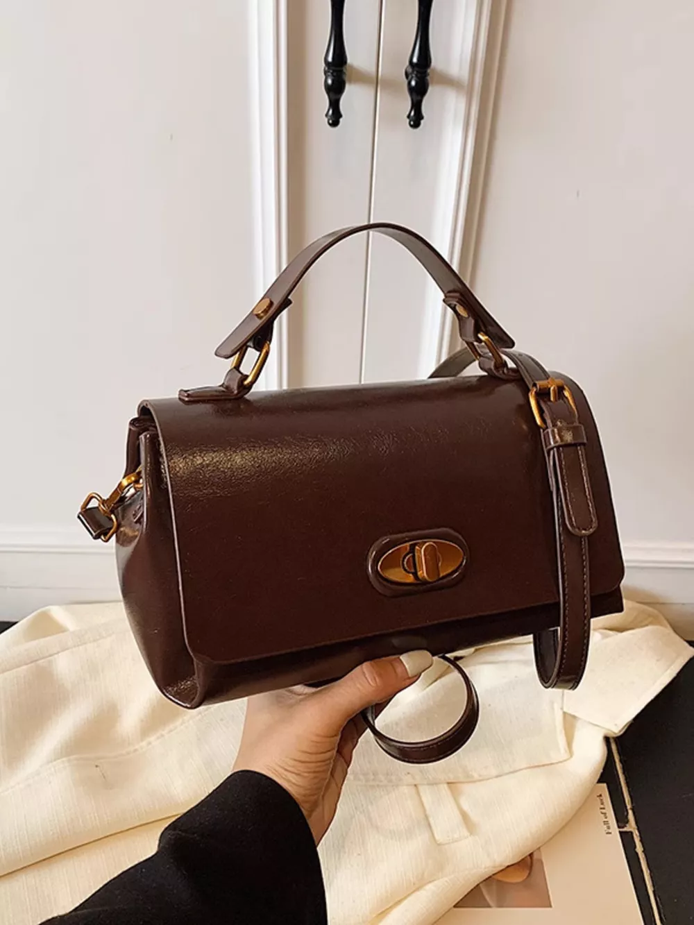 Flap Leather Shoulder Bag, image 6