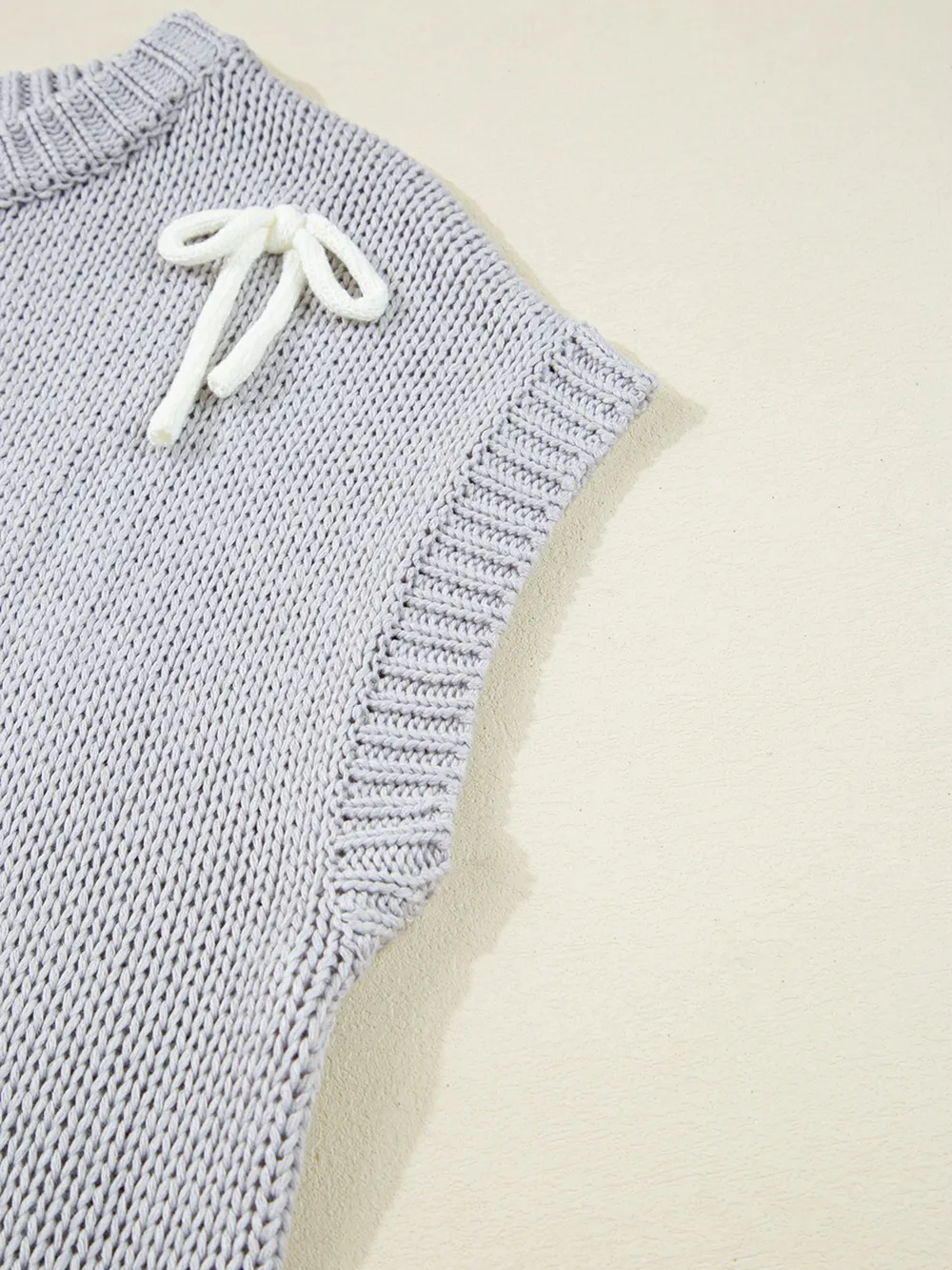 Bow Round Neck Short Sleeve Sweater, image 5