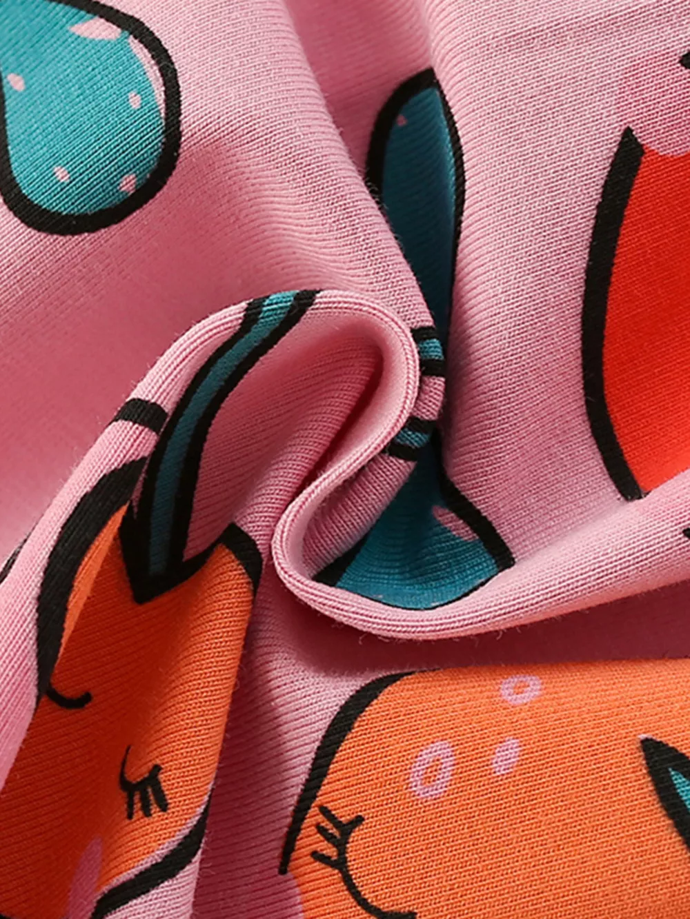 Children's Fruit Print Round Neck Casual Dress, image 4