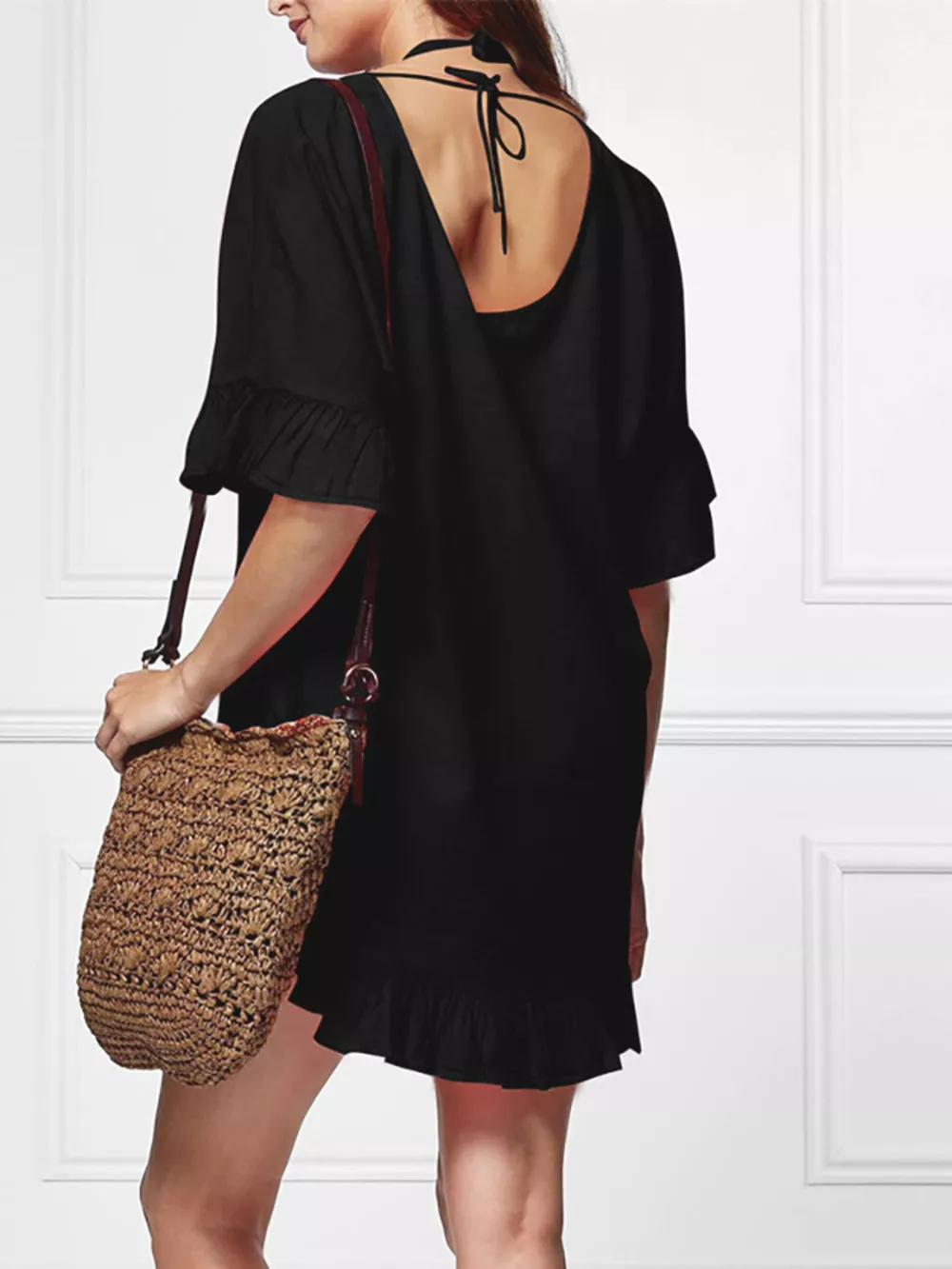 Ruffled Trim V-Neck Cover-Up Dress, image 5
