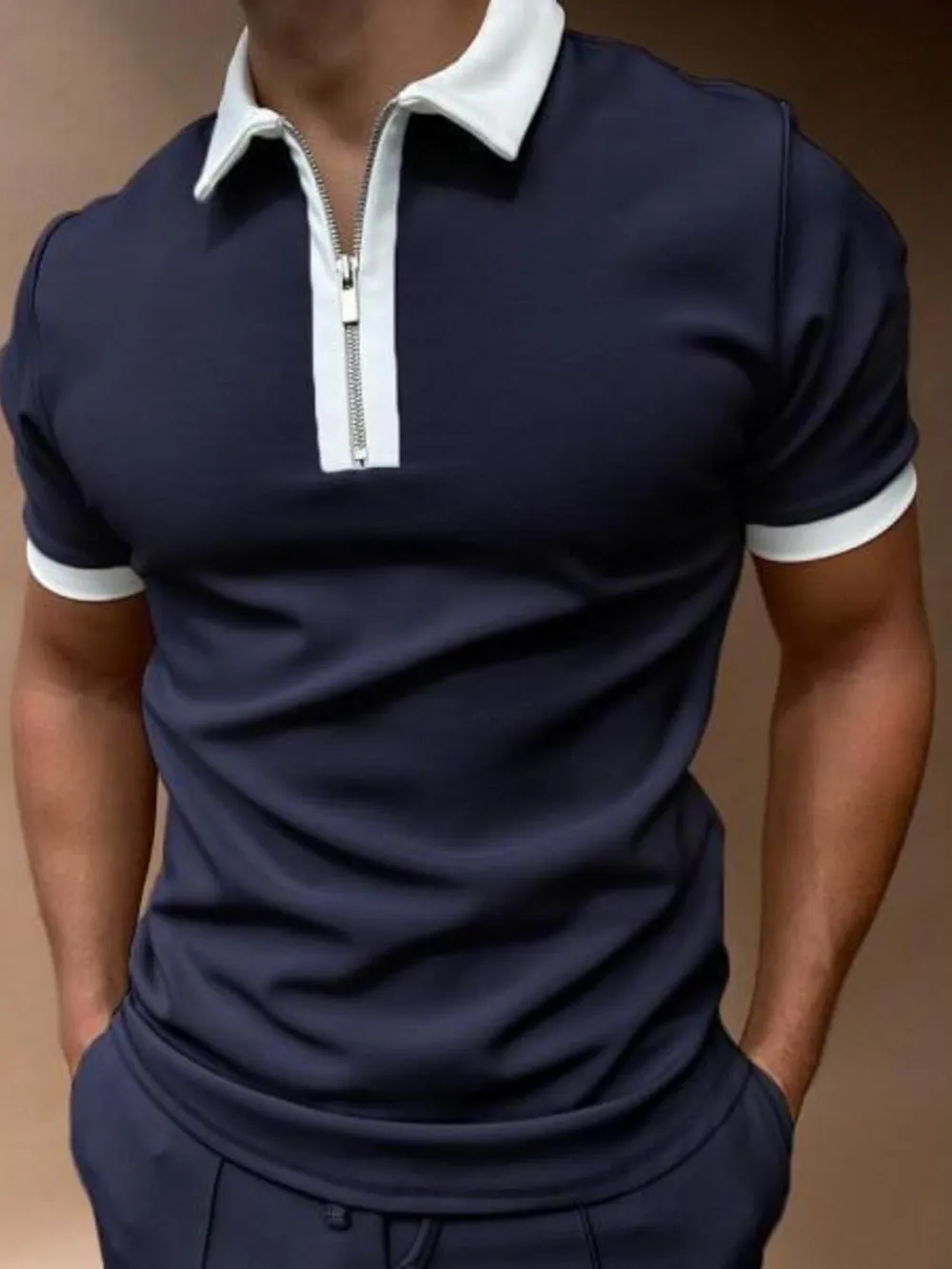 Men's Full Size Classic Argyle Zip Polo Plus Size, image 2