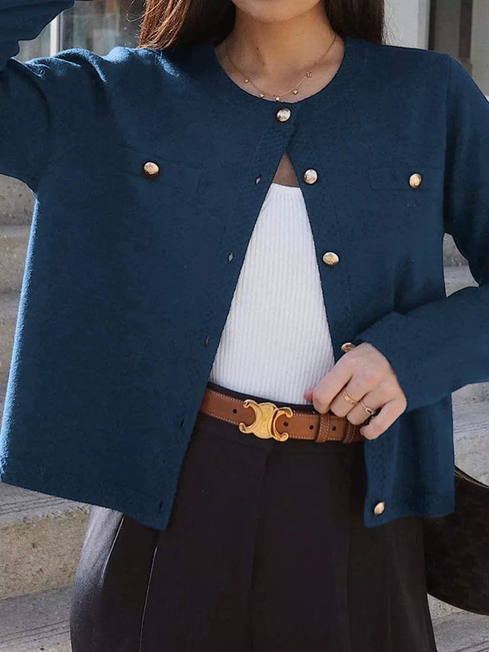 Button-Down Knit Cardigan, image 3