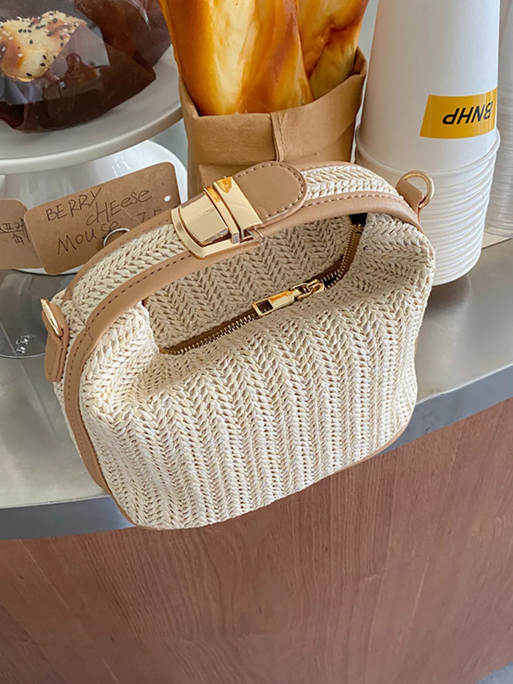 Woven Straw Crossbody Bag, image 3