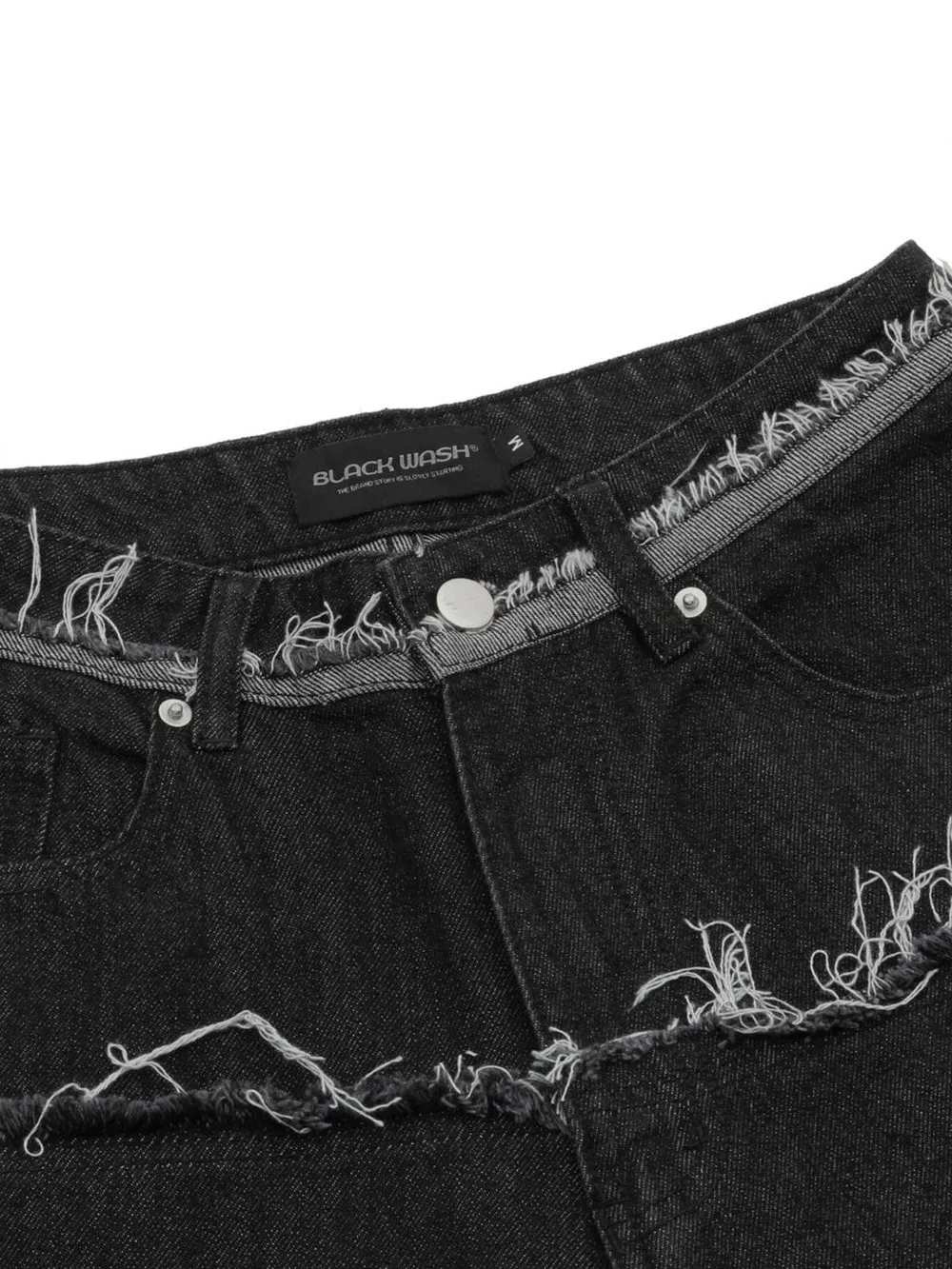 Men's Raw Hem Denim Bermuda Shorts with Contrast Cuffs, image 9