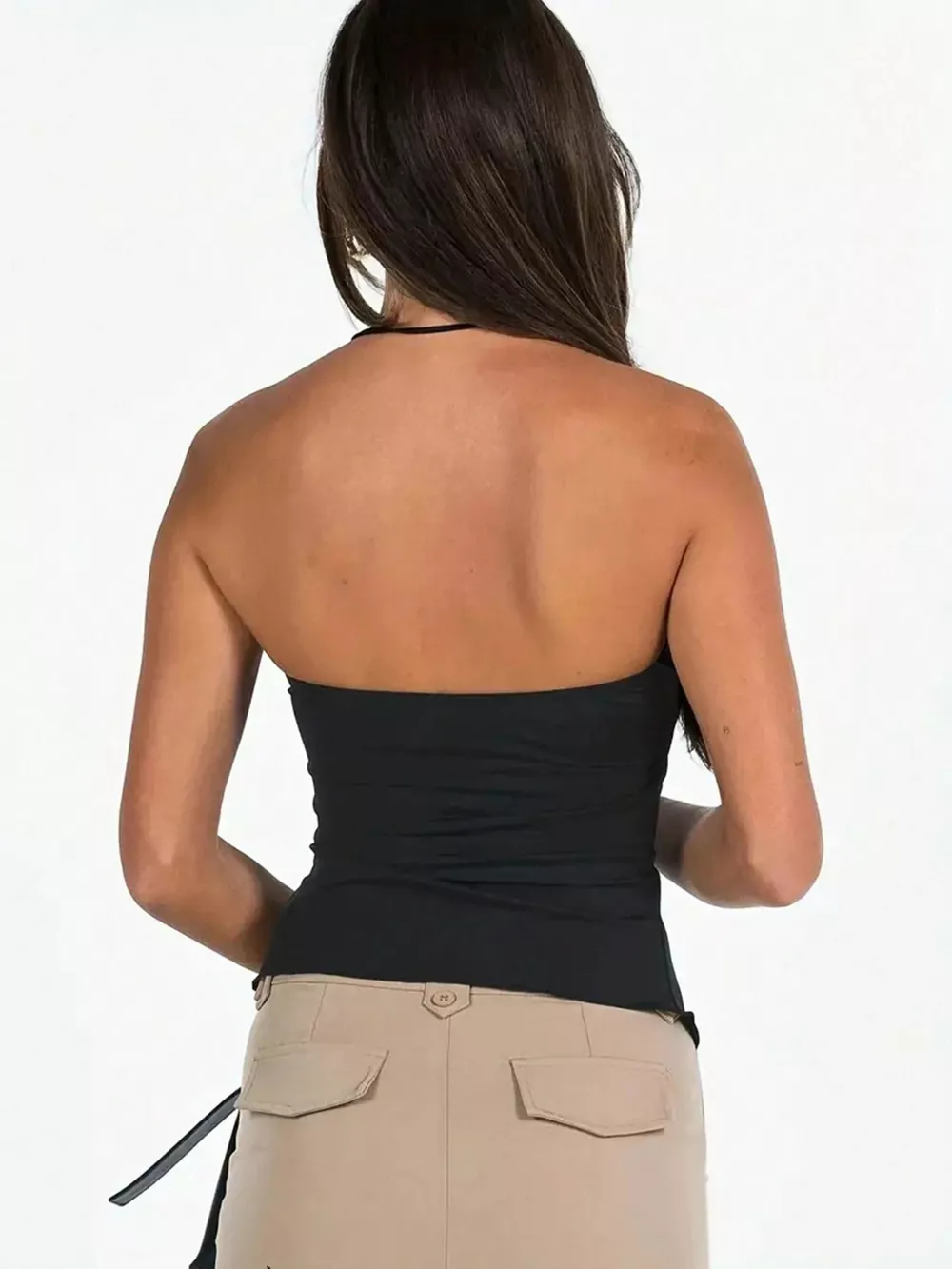 Strapless Ruched Drawstring Cami Top, image 4