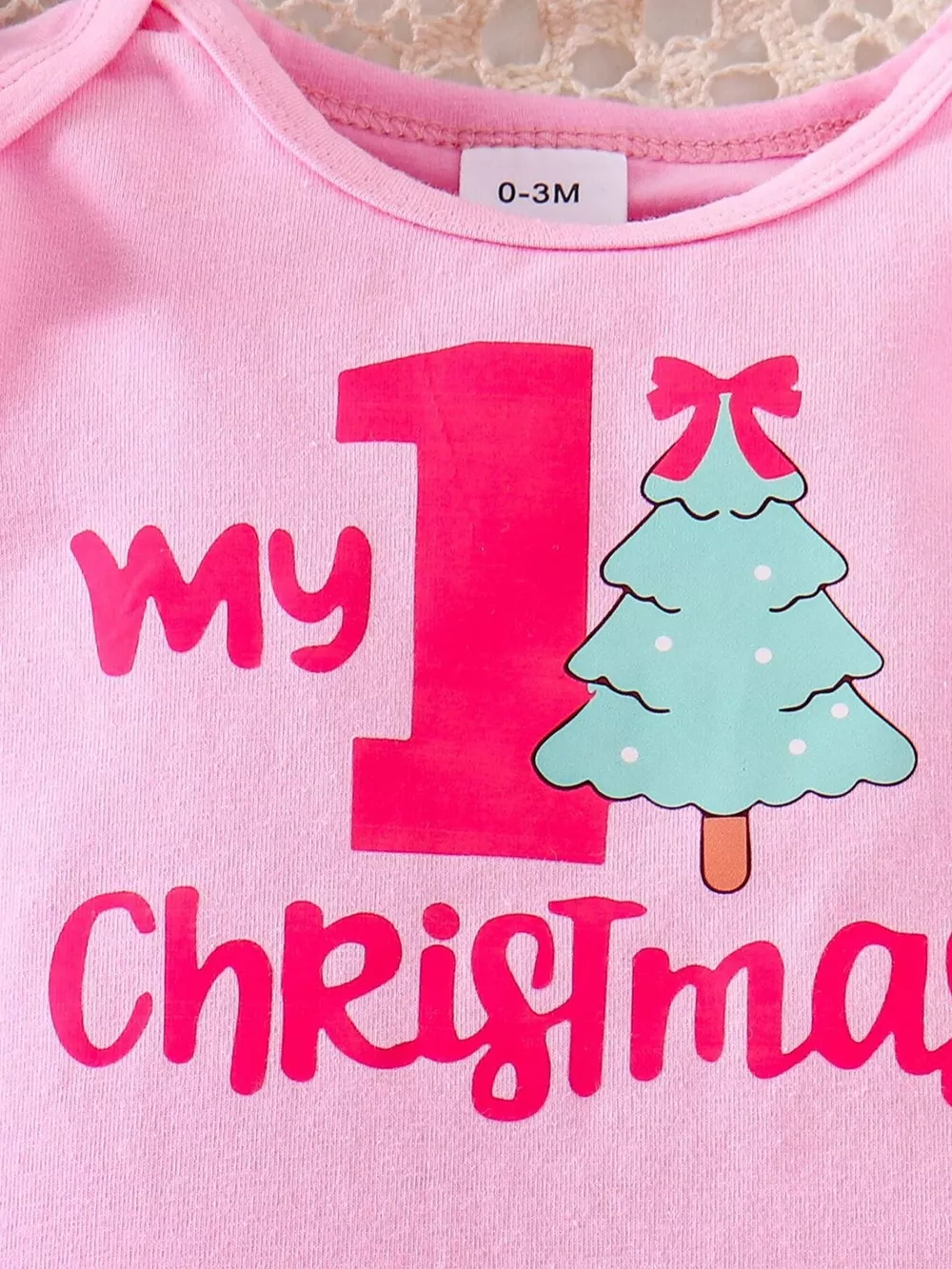 Children's Christmas Ruffled Long Sleeve Top and Skirt Set with Headband, image 12