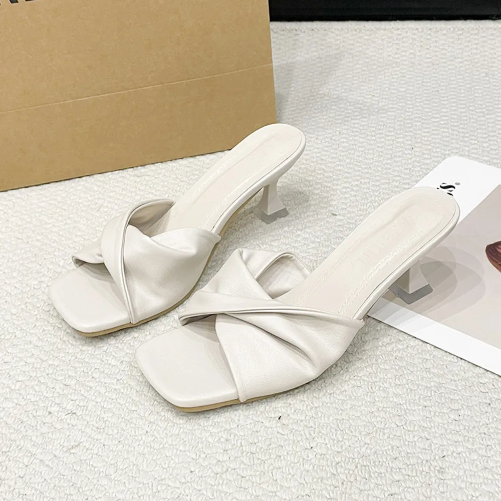 Open Toe Twisted Slide Sandals, image 5
