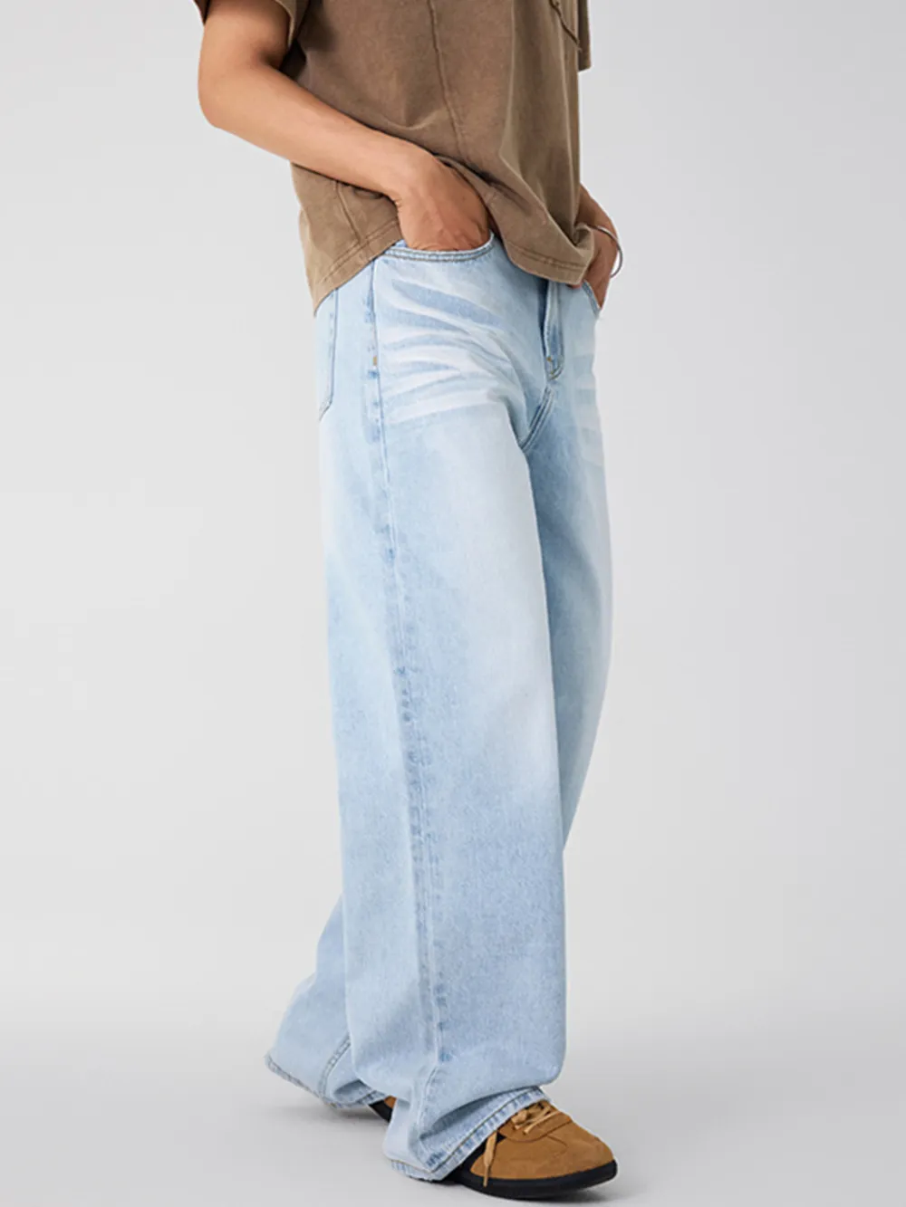 Men's Wash Wide Leg Jeans, image 4